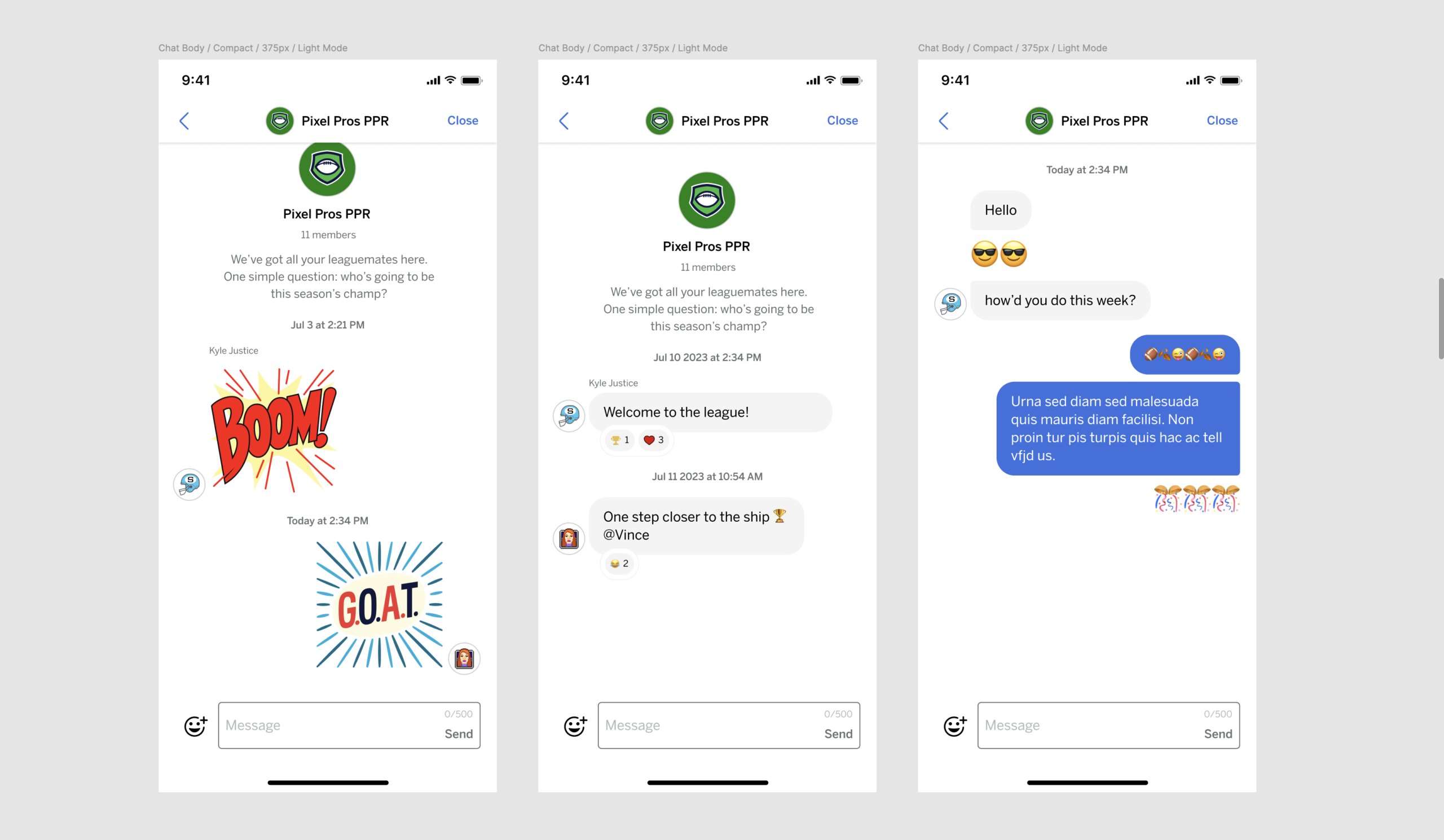 reactions and stickers